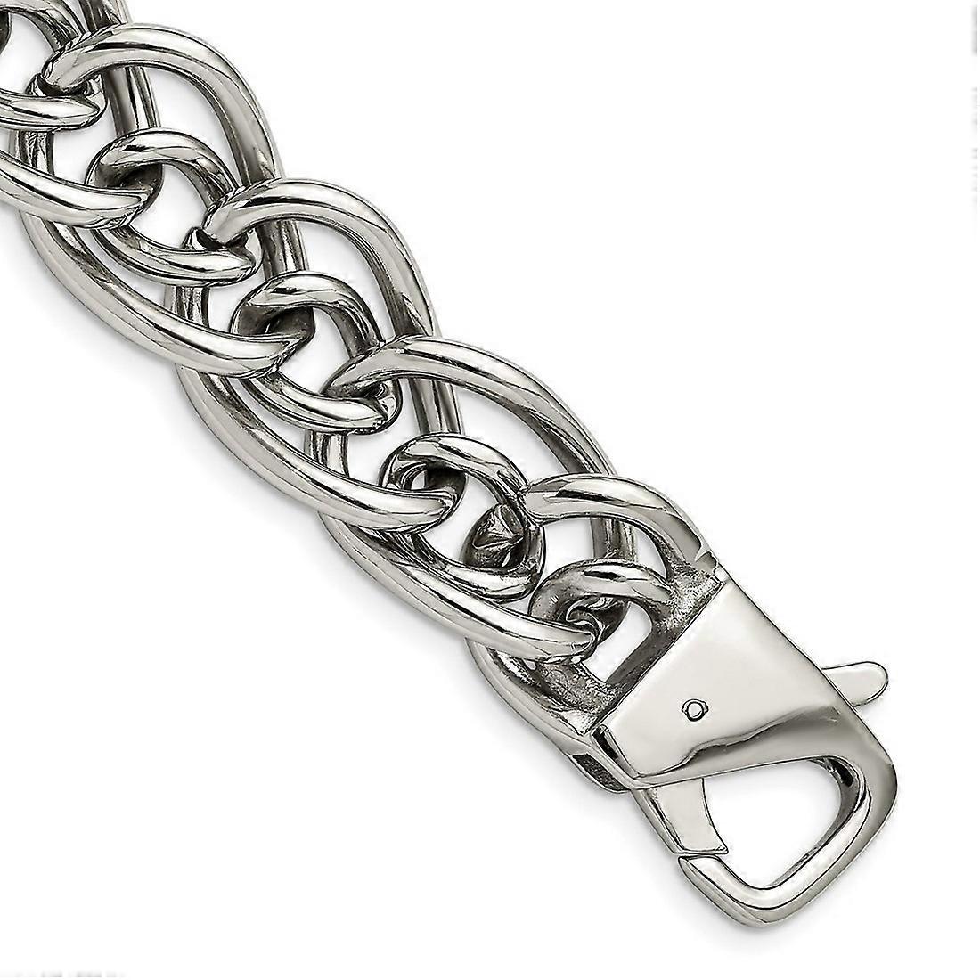 Stainless Steel Polished Fancy Lobster Closure Large and Small Ovals 8.25inch Bracelet Link-Bracelet for Women