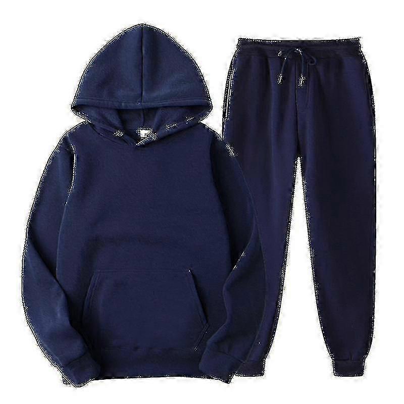 Fleece hette joggedrakt sett for menn ensfarget uformell joggedrakt