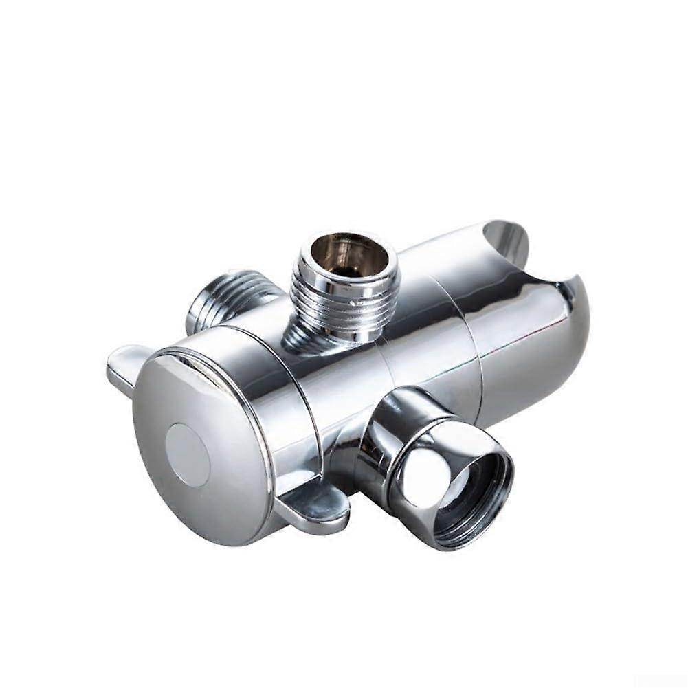 3Way ABS Bathroom Shower Head Diverter Valve 1/2 Inch Water Separator with Hand Shower Cradle in Silver Finish