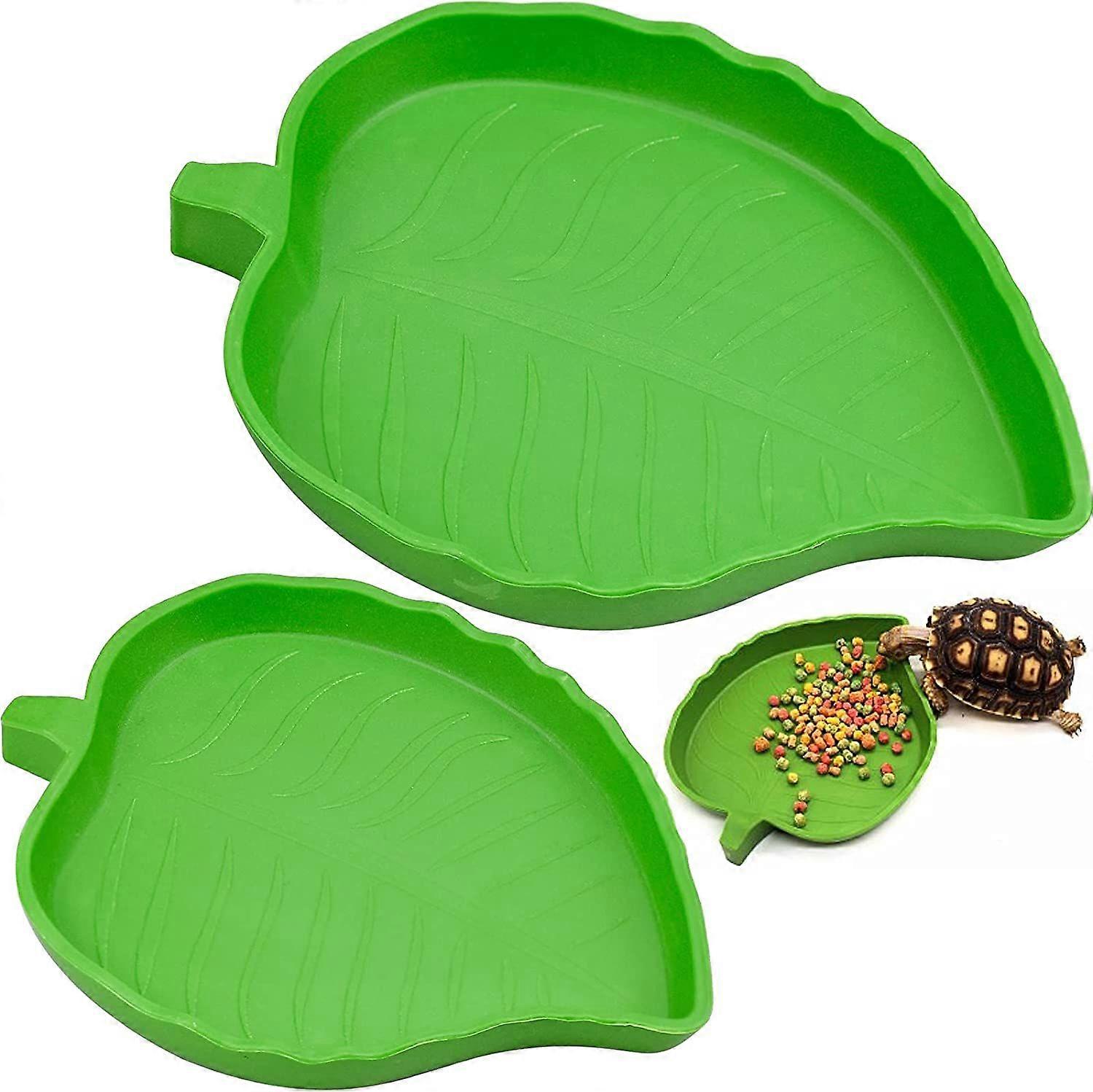 2 Pieces Reptile Food Water Bowl Turtle Waterer Reptile Dish for Small Pets Reptile, Tortoise, Lizard, Spider, Scorpion (Green)
