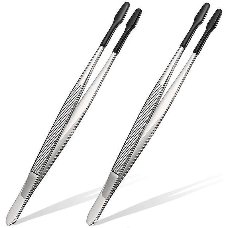 2 Pieces of Rubber Tip Tweezers PVC Silicone Precision Tweezers Laboratory Industrial Hobby Craft Tweezers Tool-Black