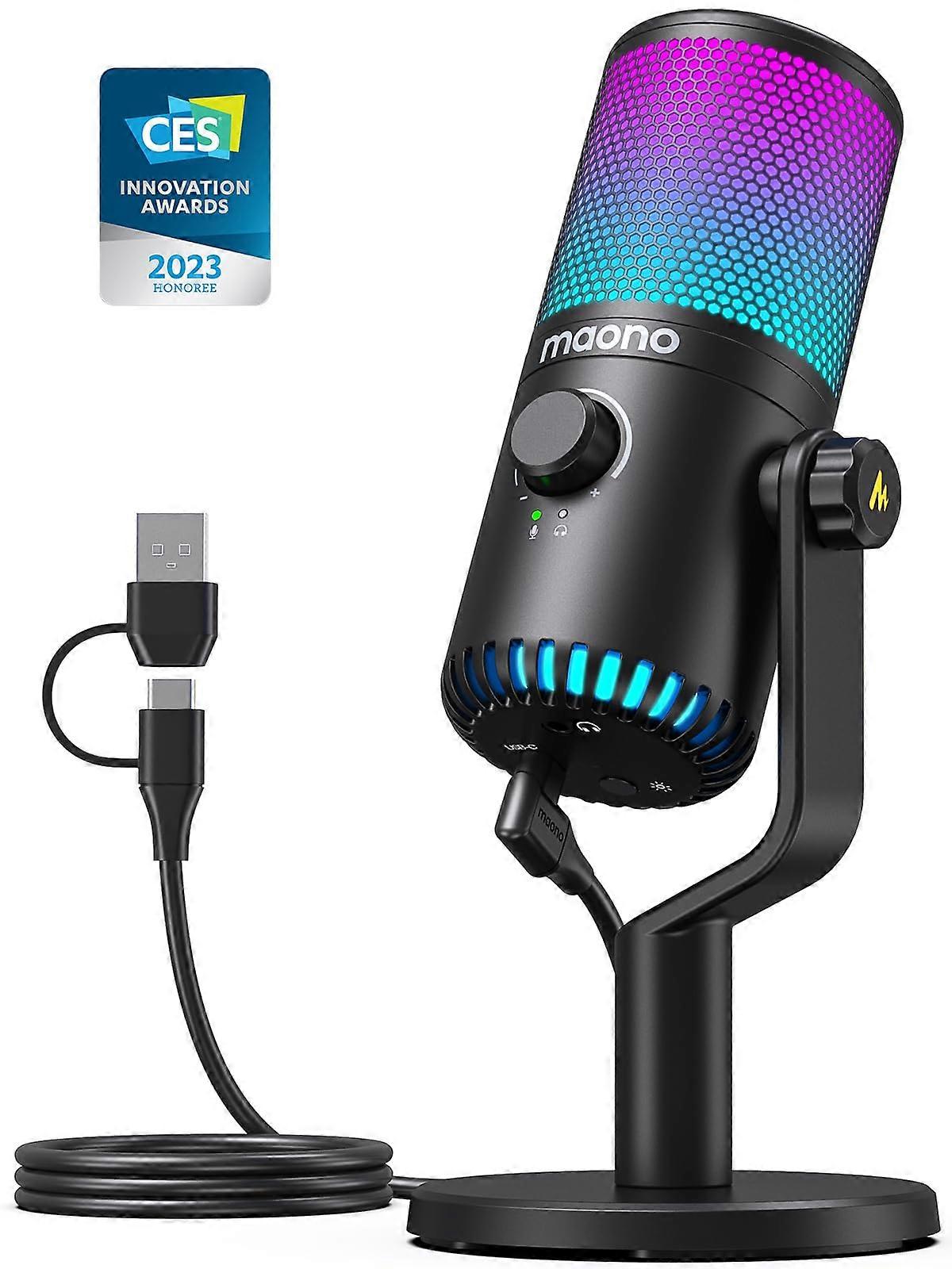 Gaming USB Microphone with Software, Metal Programmable RGB Mic for Recording, Streaming, Podcast, PS5, PS4, PC, Computer, DM30 RGB