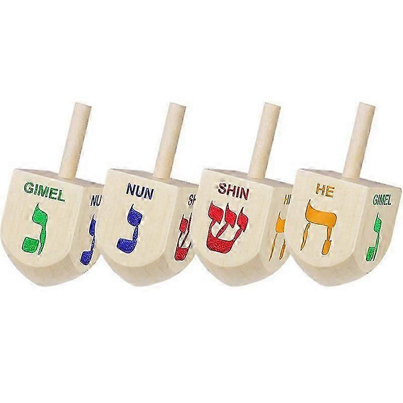 10 قطع حانوكا خشبية Dreidel مجموعة قمم الغزل الكلاسيكية للأطفال هانوكا الخشب Dreidel حانوكا حزب اللوازم والديكورات