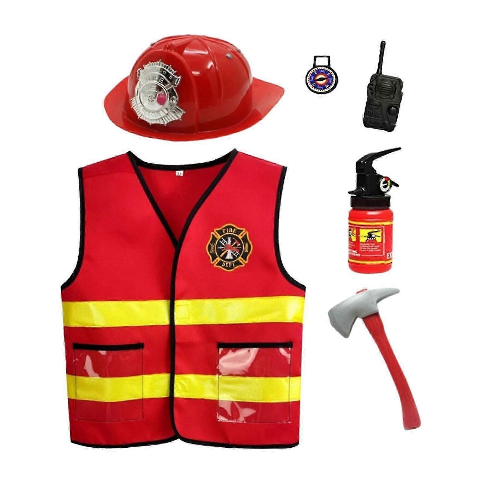 Firefighter Child Vest Pretend Play Toy Gifts Premium Firefighter Vest Firefighter Costume for Kids Boys Age 3-10 Years Child