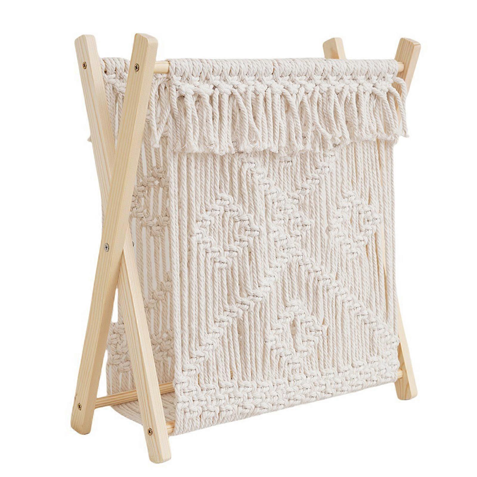 Handcrafted Cotton String Storage Rack Elegant Nordic Decorative Storage Rack Woven Organizers for Magazines and More