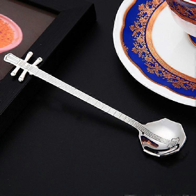 Stainless Steel Coffee Mixing Spoon Creative Musical Instrument Shape Spoon Octagonal Silver