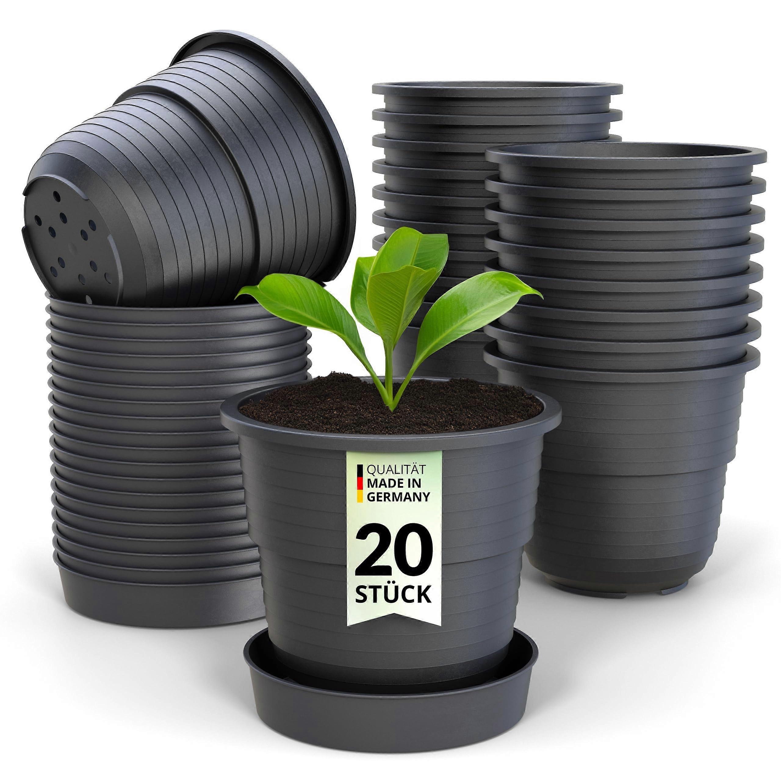 Cultivation Pots 8 cm Diameter - 20 Plastic Pots with Saucers, Weather-Resistant Round Seed & Propagation Pots