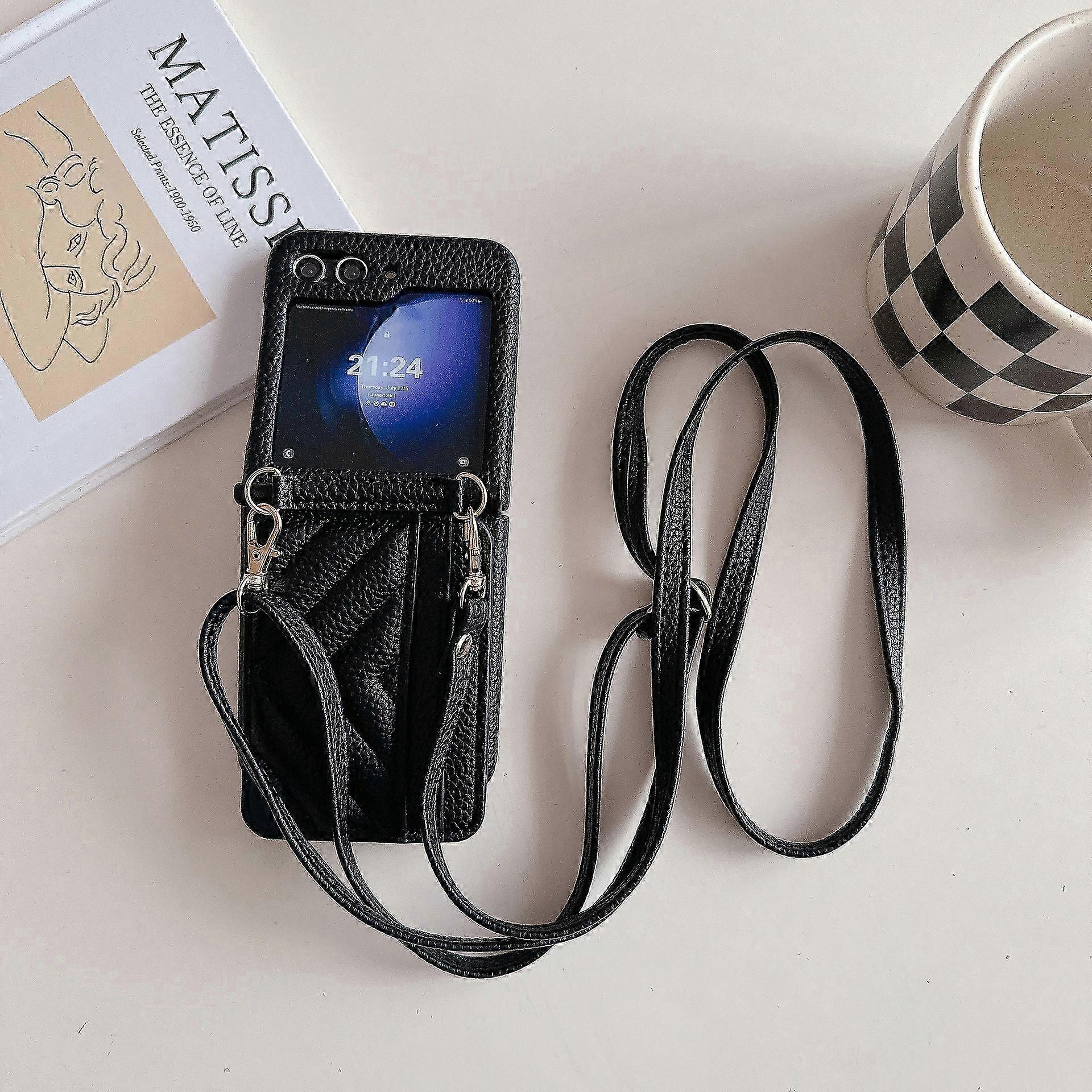 Crossbody Wallet Case for Samsung Galaxy Z Flip6,phone case with card slot, lanyard can be adjusted and removed, pu leather phone case