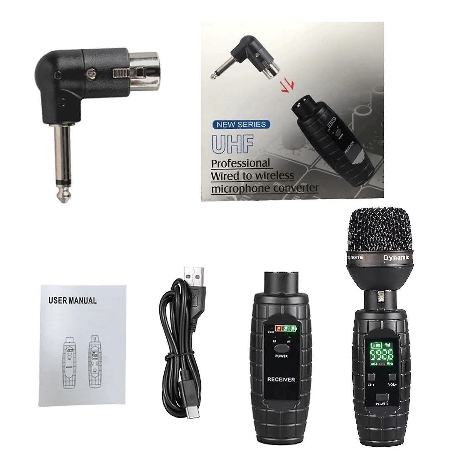 Lightweight UHF Wired to Wireless Mic-Converter Microphone Wireless Music-Systems 24bit/48kbps Audio Sampling Ratio