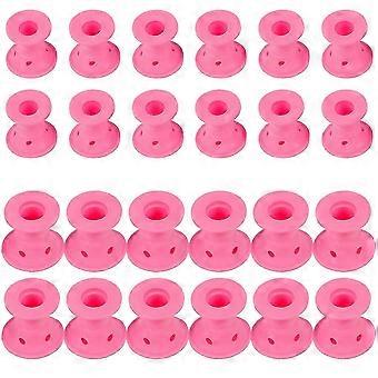 2025 TRIXES Set of 24 Pink Silicone Hair Curlers Gift for Her for Effortless Heat Free Hair Styling
