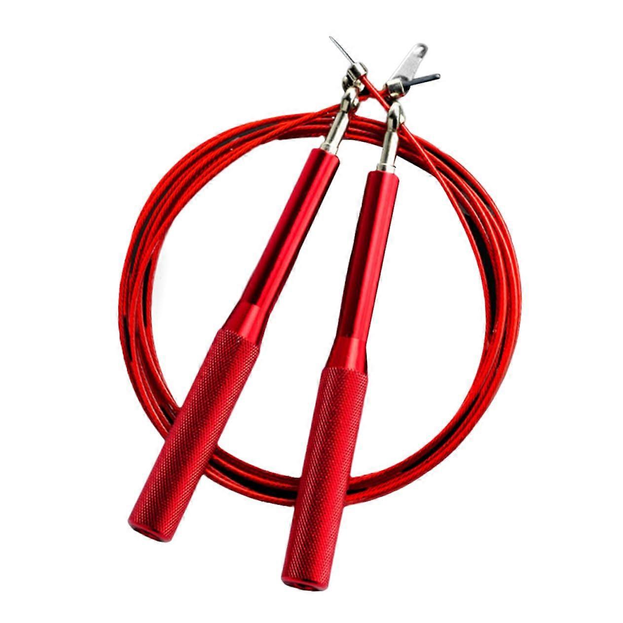 Aluminum handle skipping rope steel metallic fitness rope for adults for cardio training and fitness exercises red for body sizes