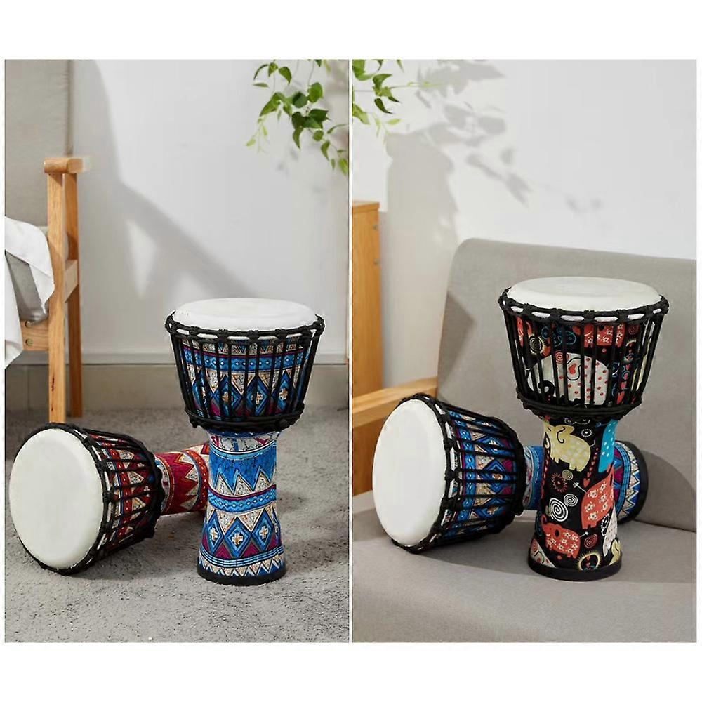 8 Inch Portable African Djembe Drum with Colorful Art Patterns