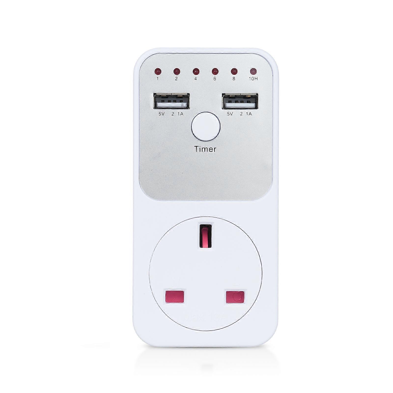2900W Intelligent Programmable Countdown Timer Socket Electronic Timer Switch Surge Protector Outlet Dual USB Port with UK Plug