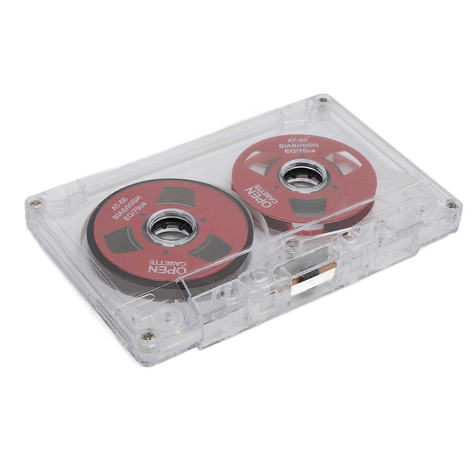 Reel to Reel Blank Cassette Tape 50 Minutes Normal Bias Double Sided Metal Sound Recording Cassette Tape with Transparent Box Red