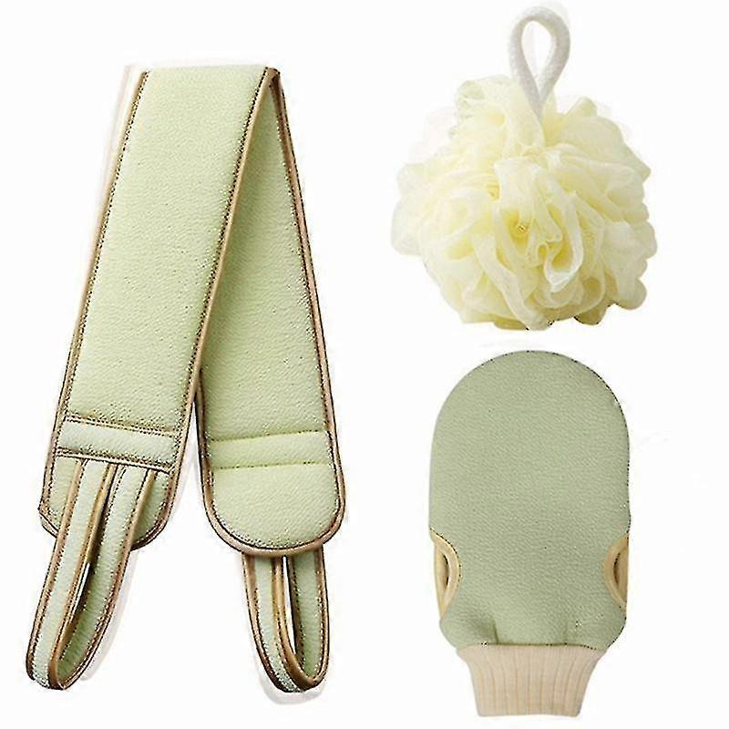 3 Pcs Bath Set - Body Scrubber, Back Washer & Bathing Glove