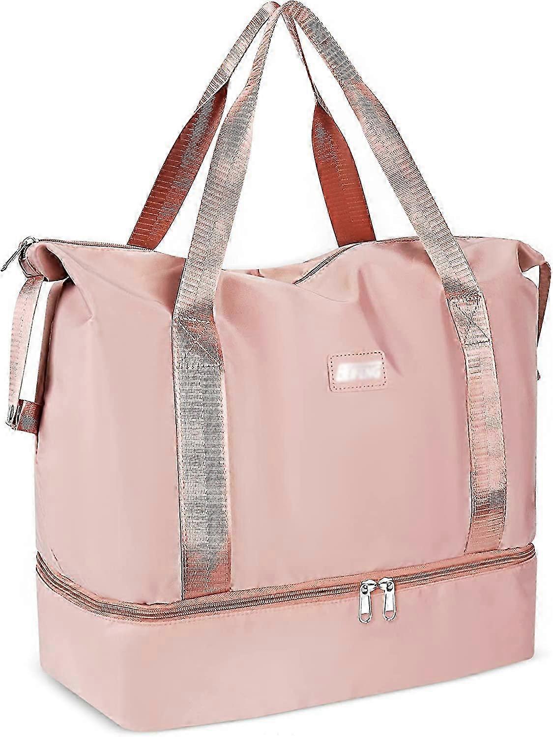 トロリースリーブ付きトラベルダッフルバッグ、女性用&男性用防水ジムバッグ