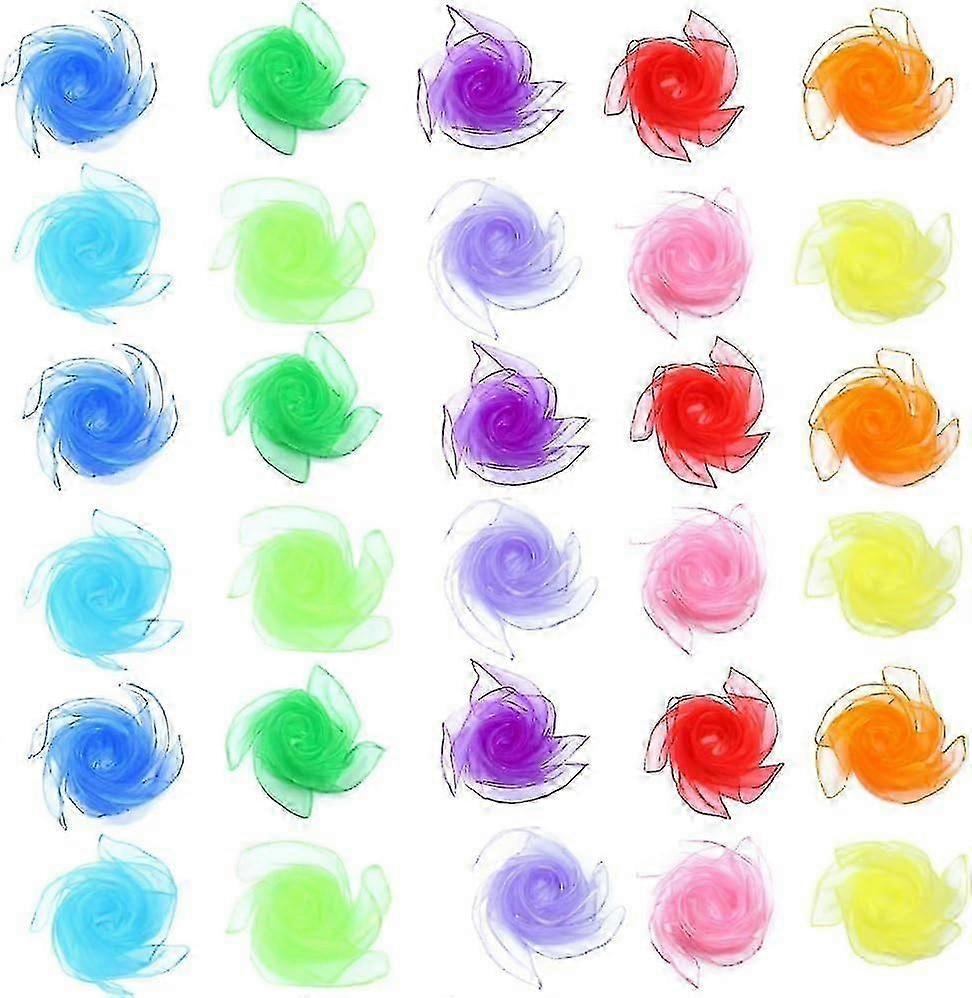 60x60cm Colorful Chiffon Play Towels for Kids, Magic Juggling Cloths for Nursery Shows & Tricks