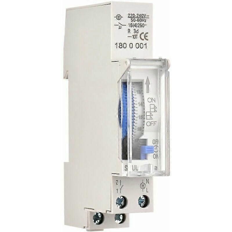 24 Hour Mechanical Timer 15 Minute Minimum Timer Rail Mount Built-in Battery, SUL180a AC220-240V Grey - SUL180a AC220-240V Grey