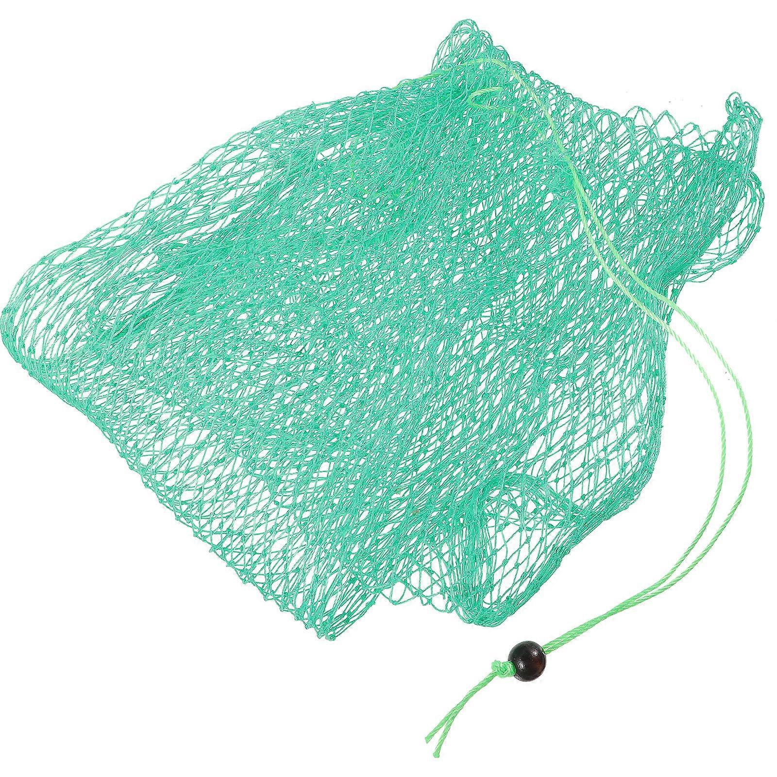 Diving Fish Net Bag Nylon Fishing Gear Portable Storage Drawstring Closure Flat Bottom Mesh Design 1Pack