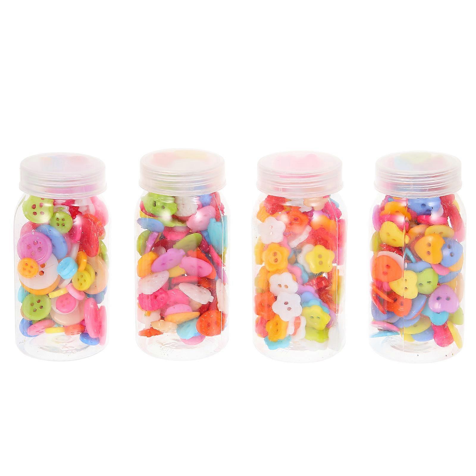 Children Diy Buttons Decorative Mini Button Heart Shape For Craft Projects Home Decoration Resin Material 4 Bottles Per Set
