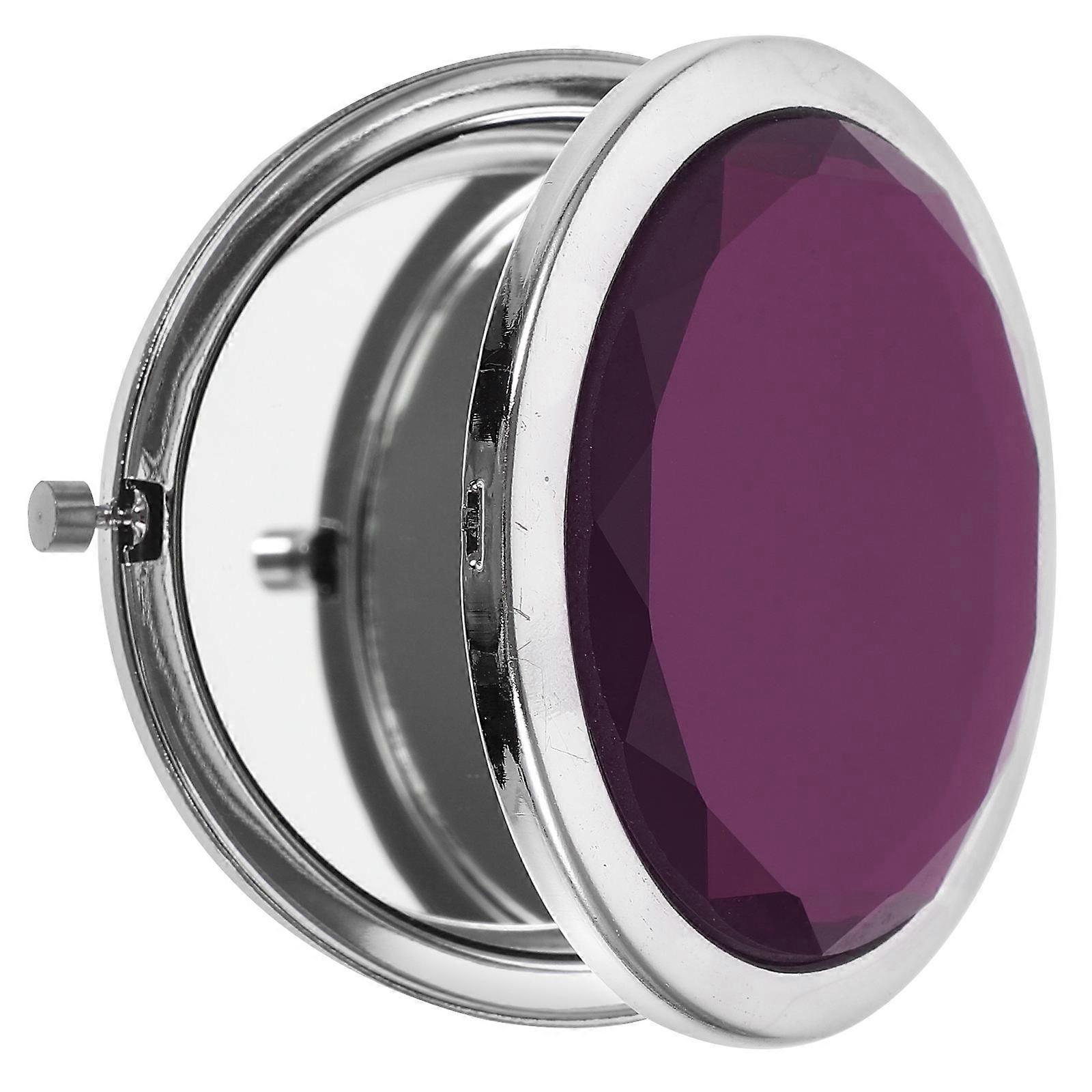 Portable Small Mirror Compact Make Up Mirror Zinc Alloy Simulated Crystal Regular Reflection Travel 1Set