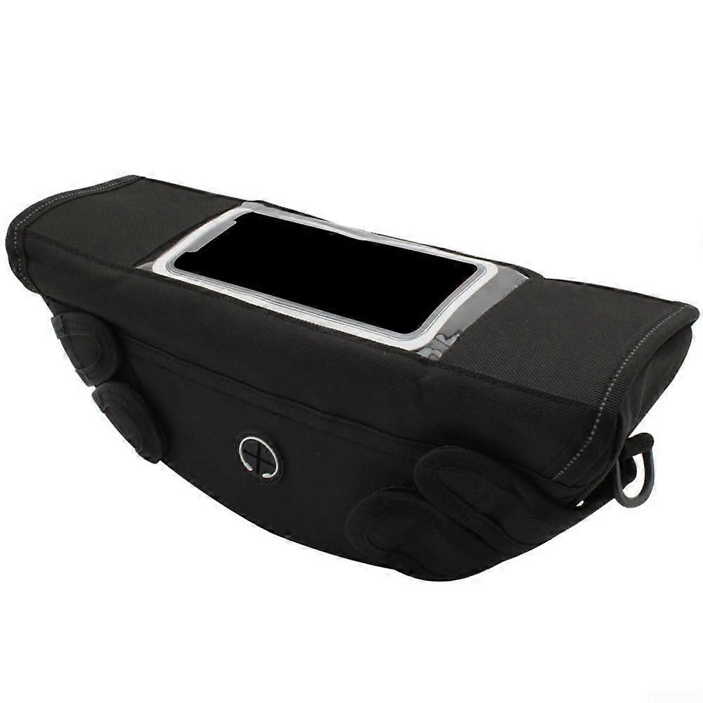 motorcycle handlebar storage solution with two compartments for the needs of the driver.