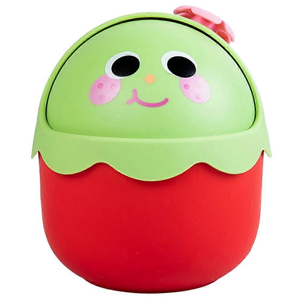 Cartoon Trash Can Desktop Wastebasket for Colleagues Design Red 1Pcs
