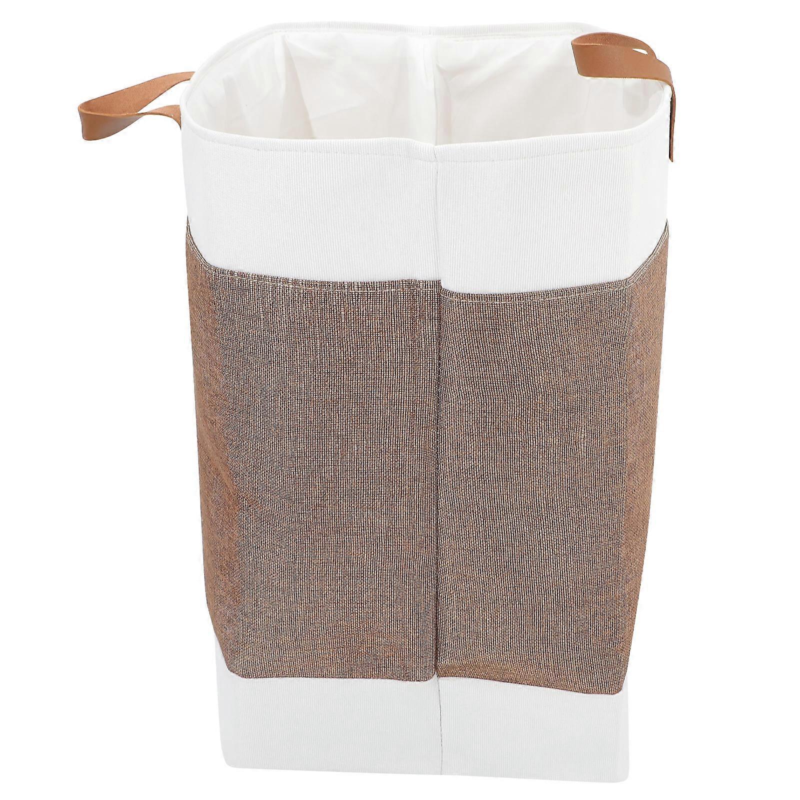Folding Design Basket Collapsible Laundry Hamper Rectangular Shape Cotton Light Brown 54.00X33.00X33.00CM 1Pcs