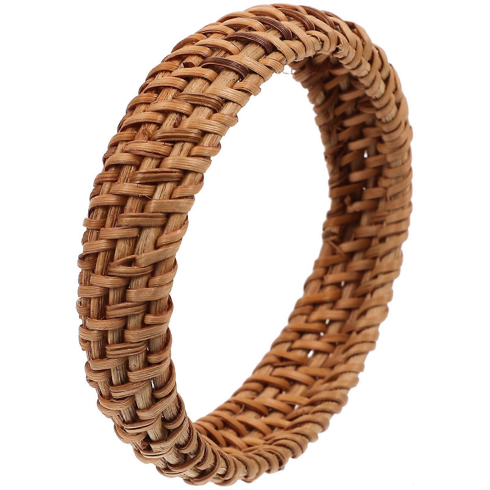 Chunky Rattan Woven Bangle Bracelet for Women – Stylish Ethnic Wrist Accessory for Casual Outfits