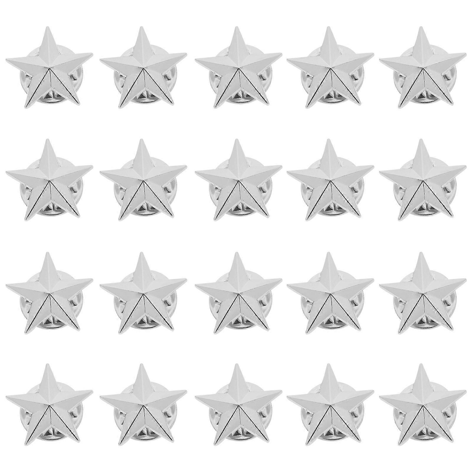 Star Pins Five-Pointed Star Pins Delicate Design For Uniform Clothes Accessories Memorial Day Veterans .6X1.6cm 20Set