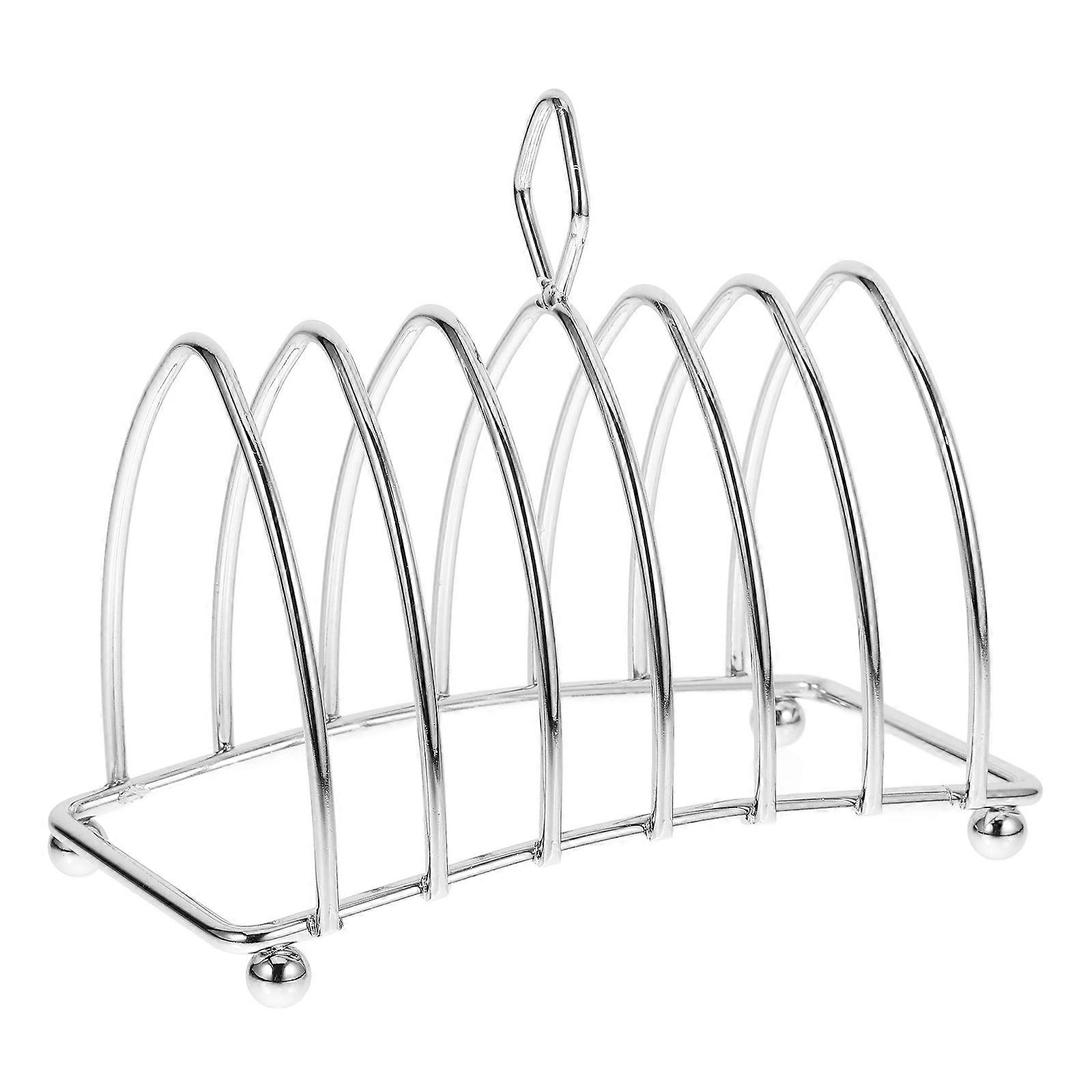 Daily Use Toast Rack Metal Handle Straight Texture Lines Tabletop Bread Storage 1Set