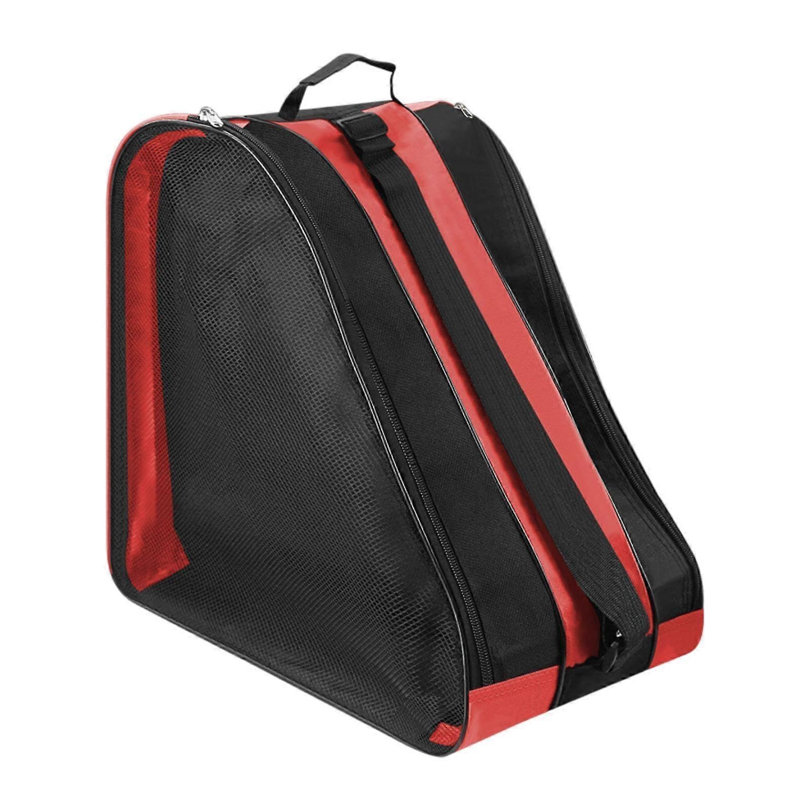 Roller Skate Bag Portable Breathable Organizer Handbag with Shoulder Strap for Skating Shoes Storage Outdoor Red