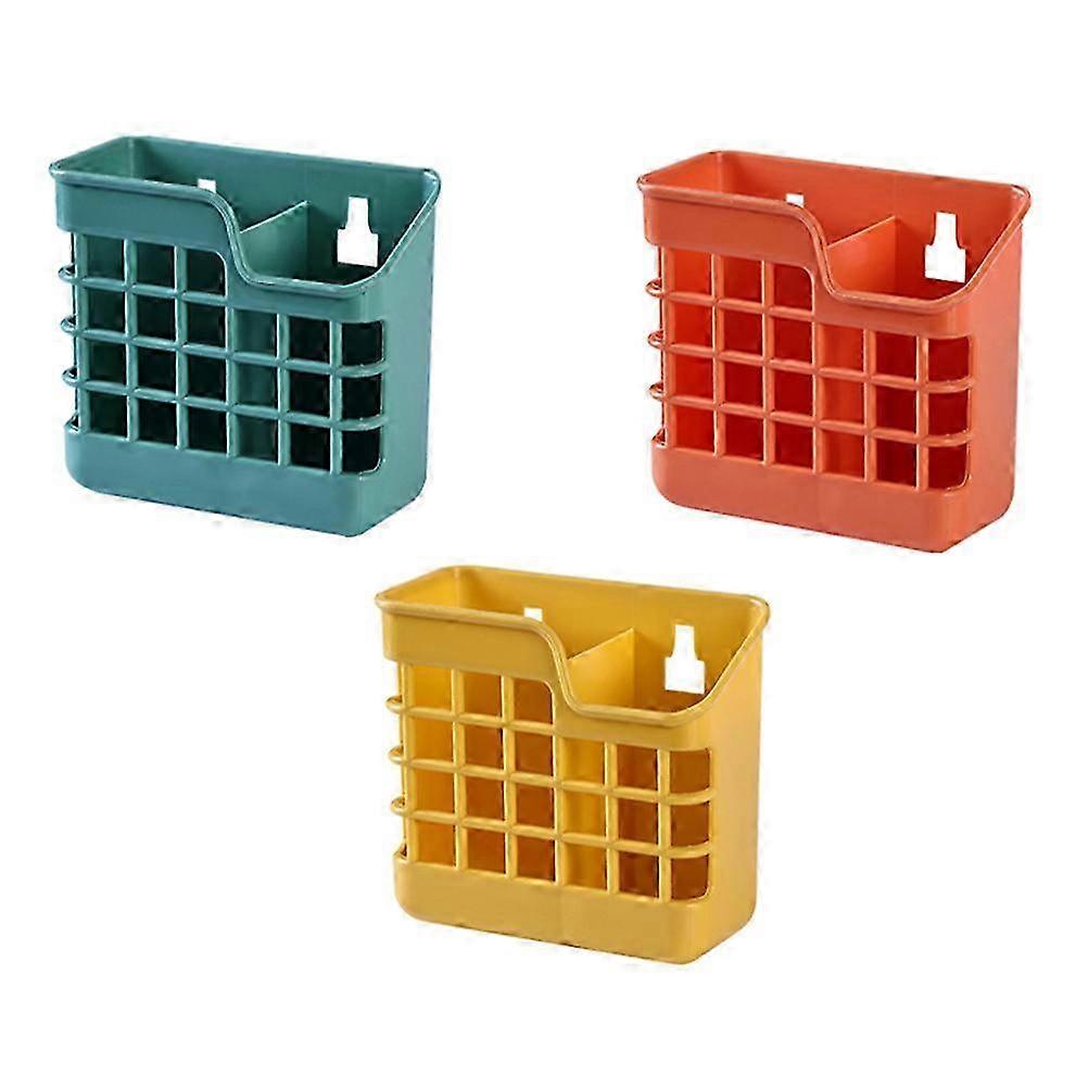 3pcs Wall-Mounted Chopstick Holders - 14x13x7cm Home Storage
