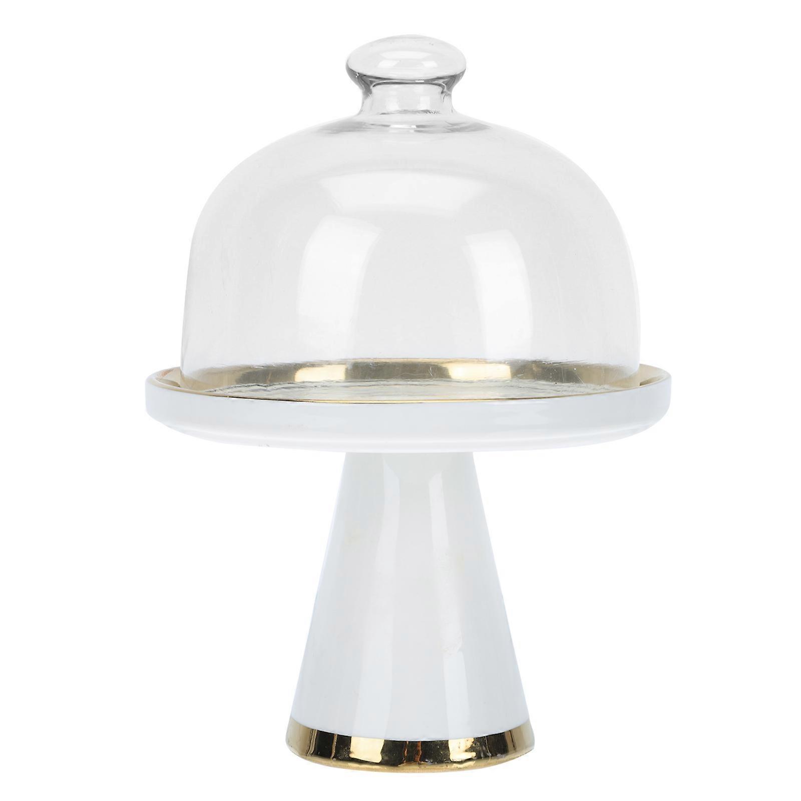Cake Plate Dome Nordic Simple Dessert Tray With Glass Lid For Afternoon Tea 1Set