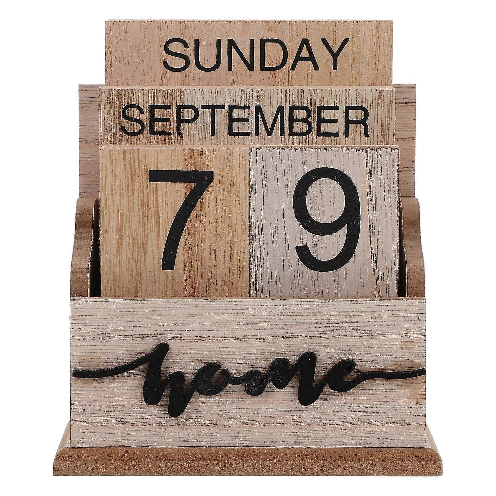 Perpetual Calendar Wooden Calendar Home Decor Coffee 13x6.5x15cm Simple Style present 1Pcs