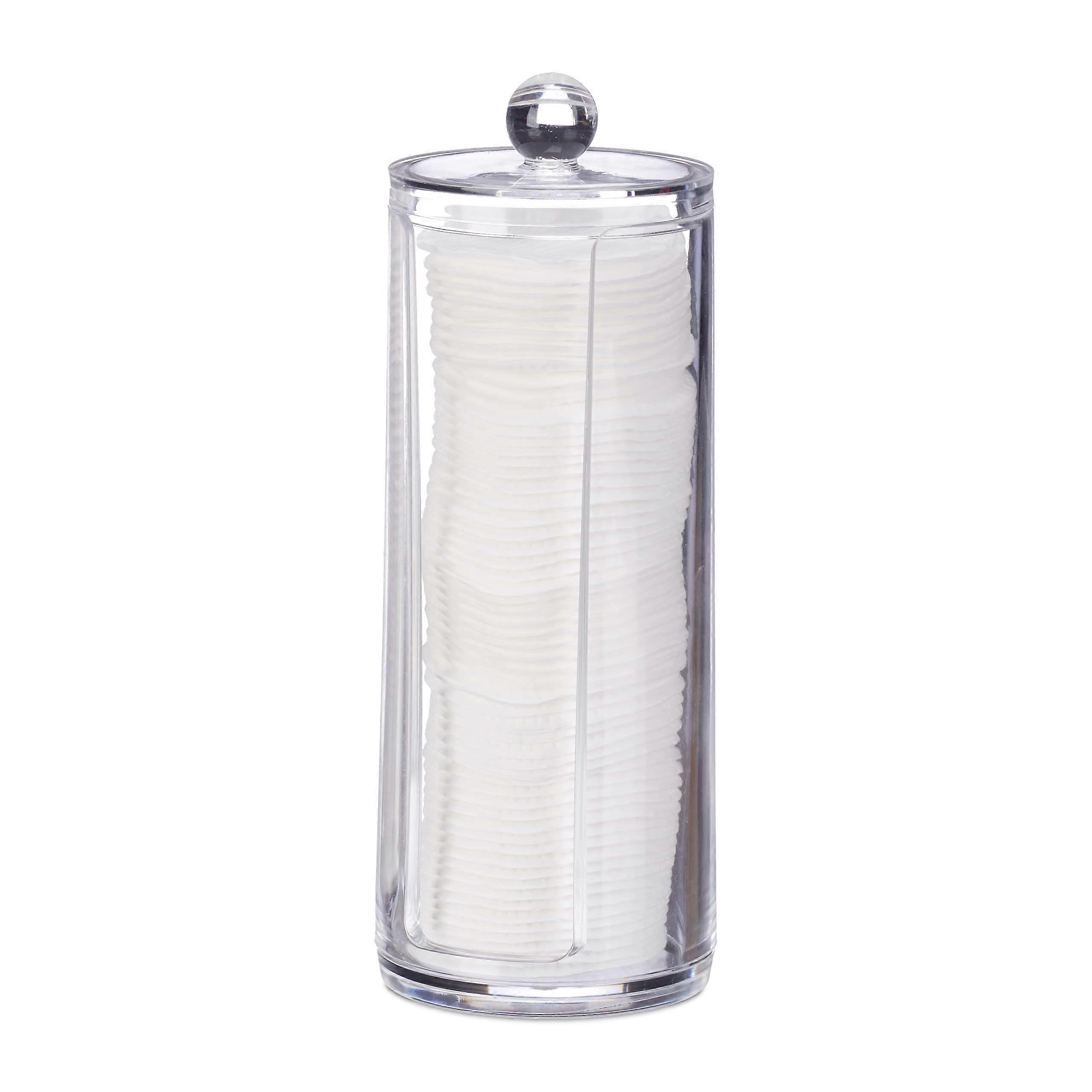 Cotton Pad Dispenser with Lid, Transparent Plastic Storage for Bathroom & Dressing Table, 20 x 7 cm