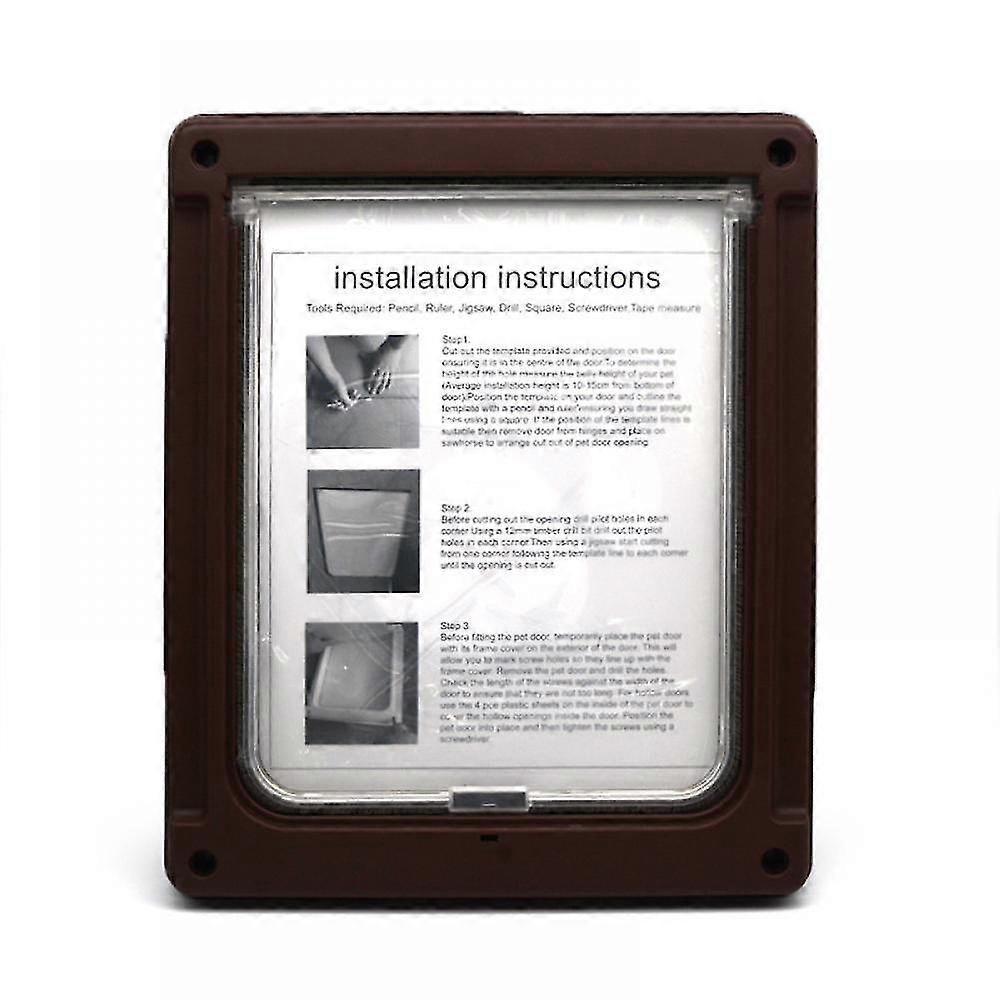 Practical Transparent Pet Door for Cats - Small Brown Model