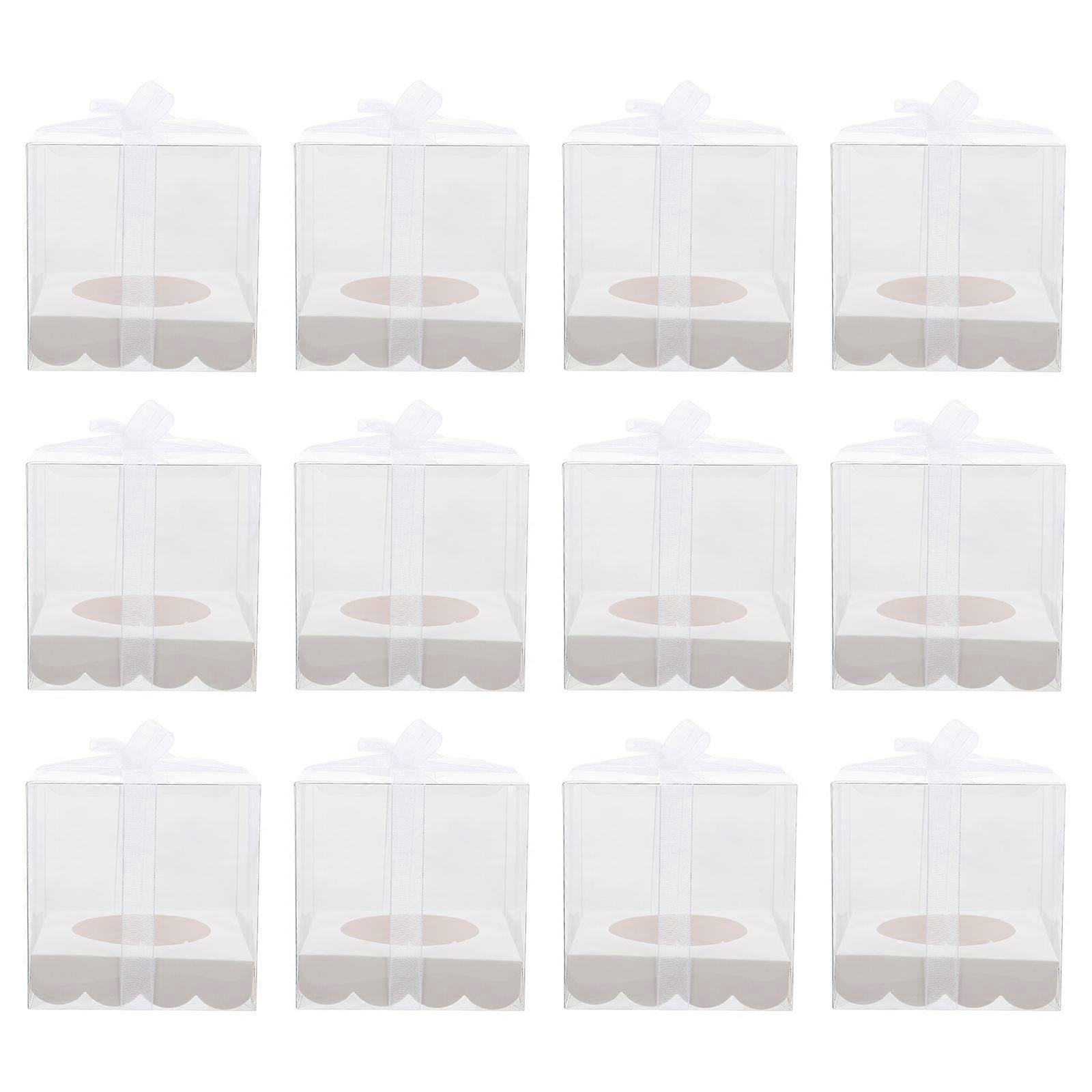 Clear Cake Packaging Boxes Plastic Pet Boxes for Party 3.5X3.5X3.5in Display Items 12Pcs