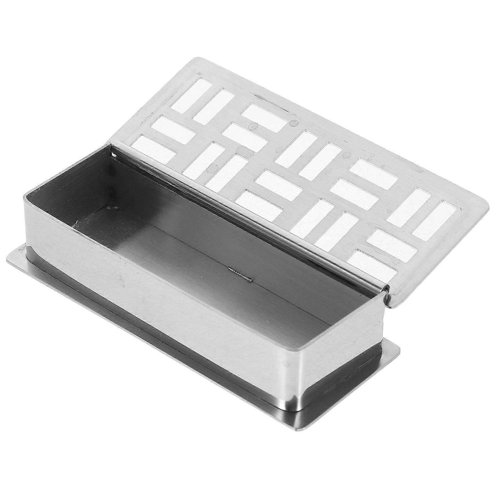 Toothpicks Holder Toothpick Storage Box Hollow Grid Silver 10.50X4.00X2.20CM Stainless Steel Tabletop Placement 1Pcs