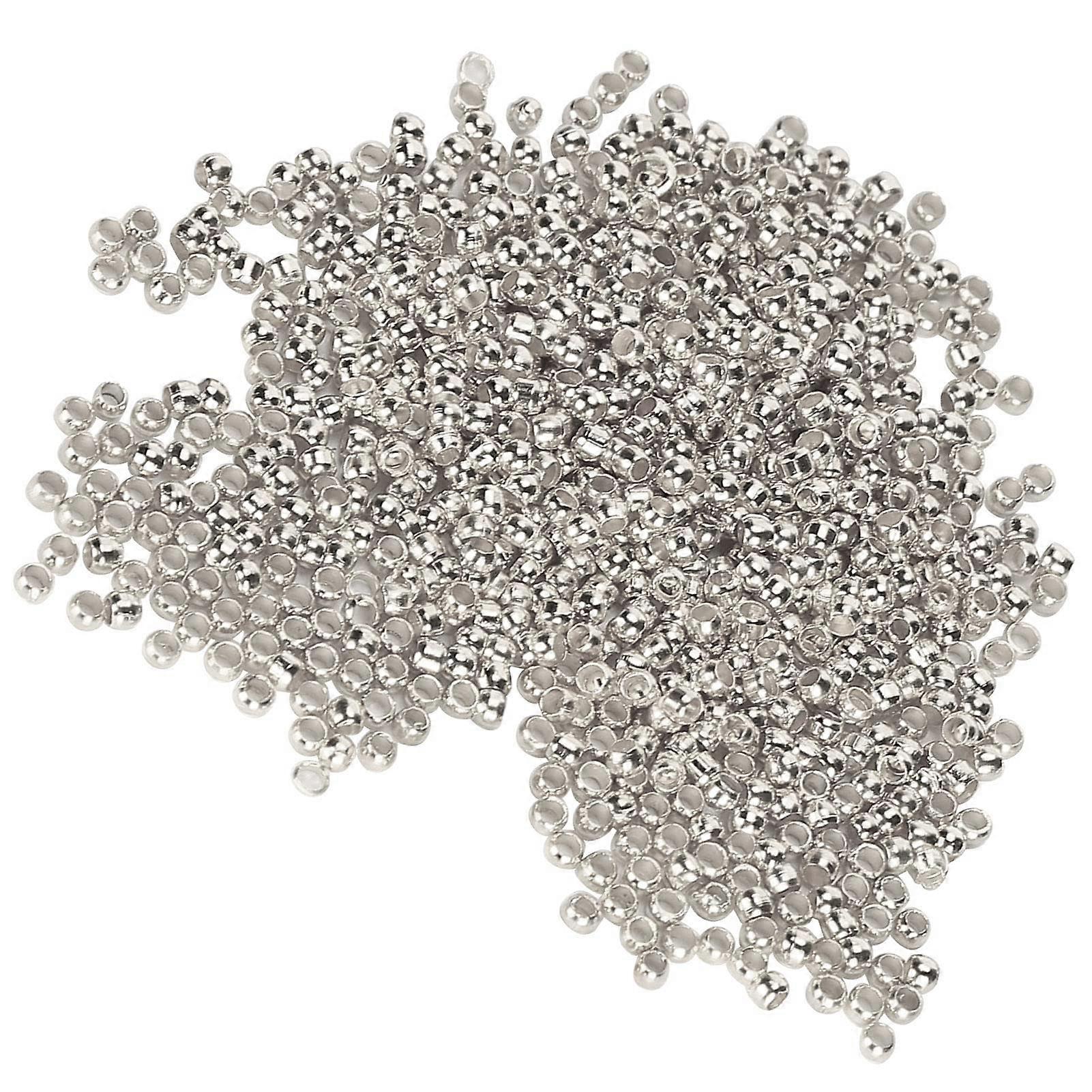 Pack of 500 Silver Crimp Beads, Round Spacer Beads, Durable DIY Stopper Beads for Necklaces and Bracelets