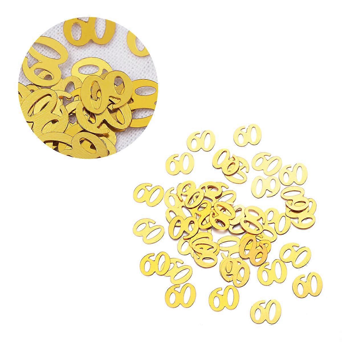 Party Glitter Confetti Golden Number 60 Table Confetti 1200Pcs for Birthday Anniversary