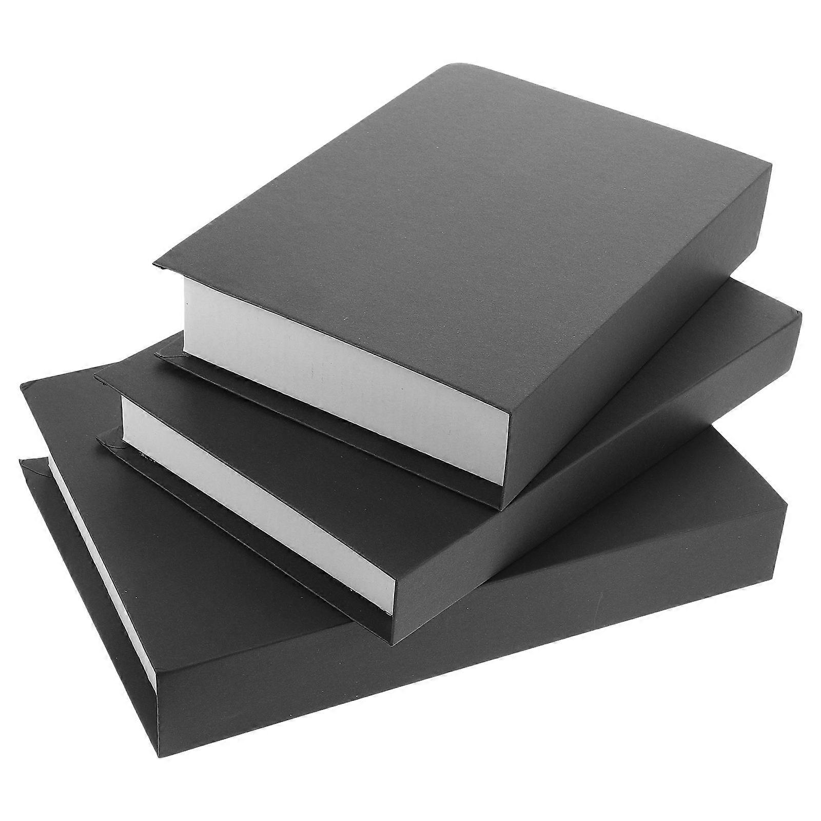 Decorative Faux Books Plain Model For Bookshelf Entry Table Home Decor Black 3Pcs