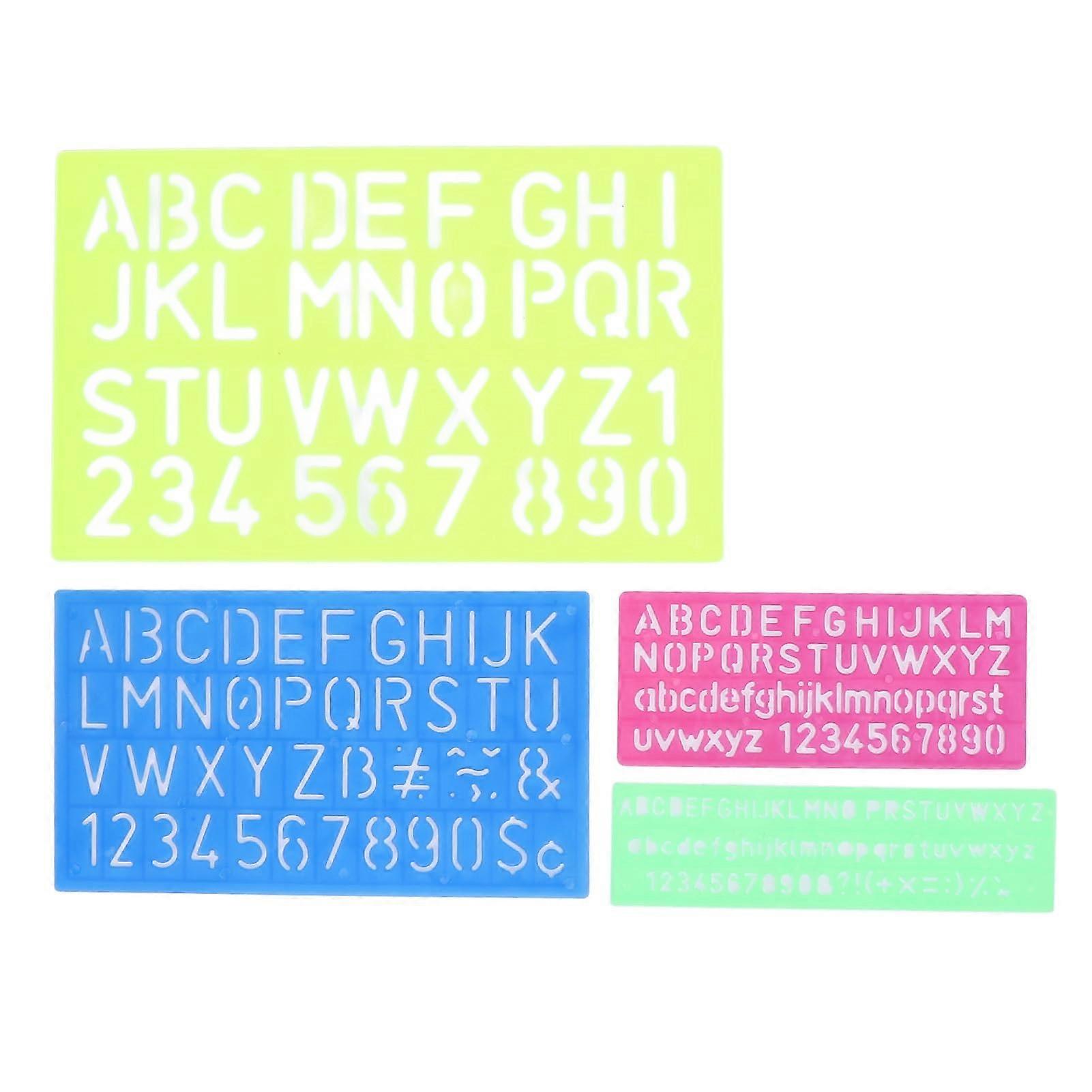 Alphabet Letter Number Stencil Set of 4, Reusable Interlocking Templates for Painting, Drawing, Crafts and Scrapbooking