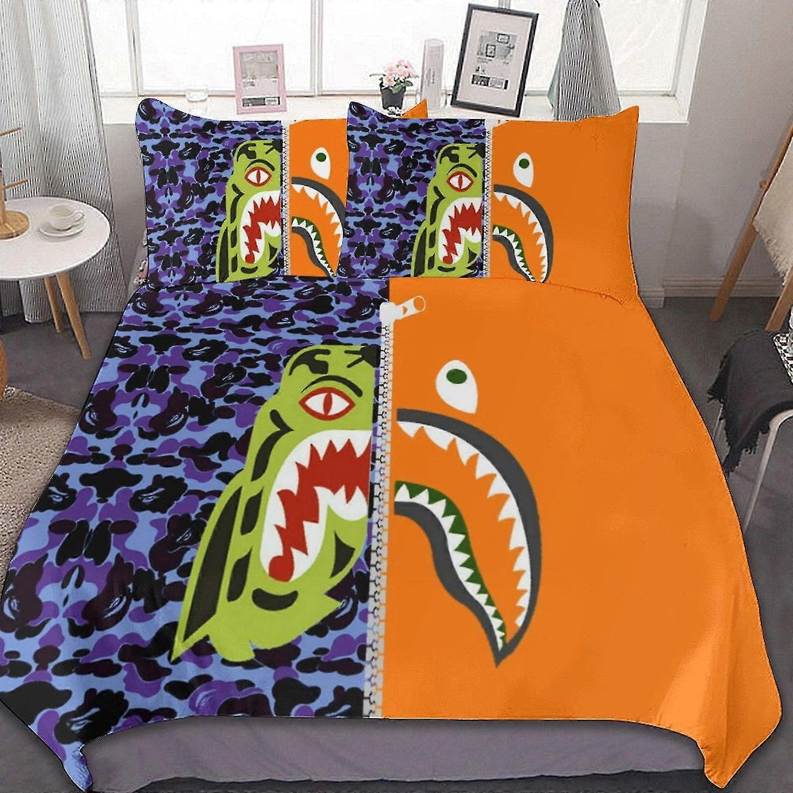 Lightweight 3-Piece Microfiber Bedding Set with 3D Printed Design, Includes Duvet Cover and Pillow Shams for Kids