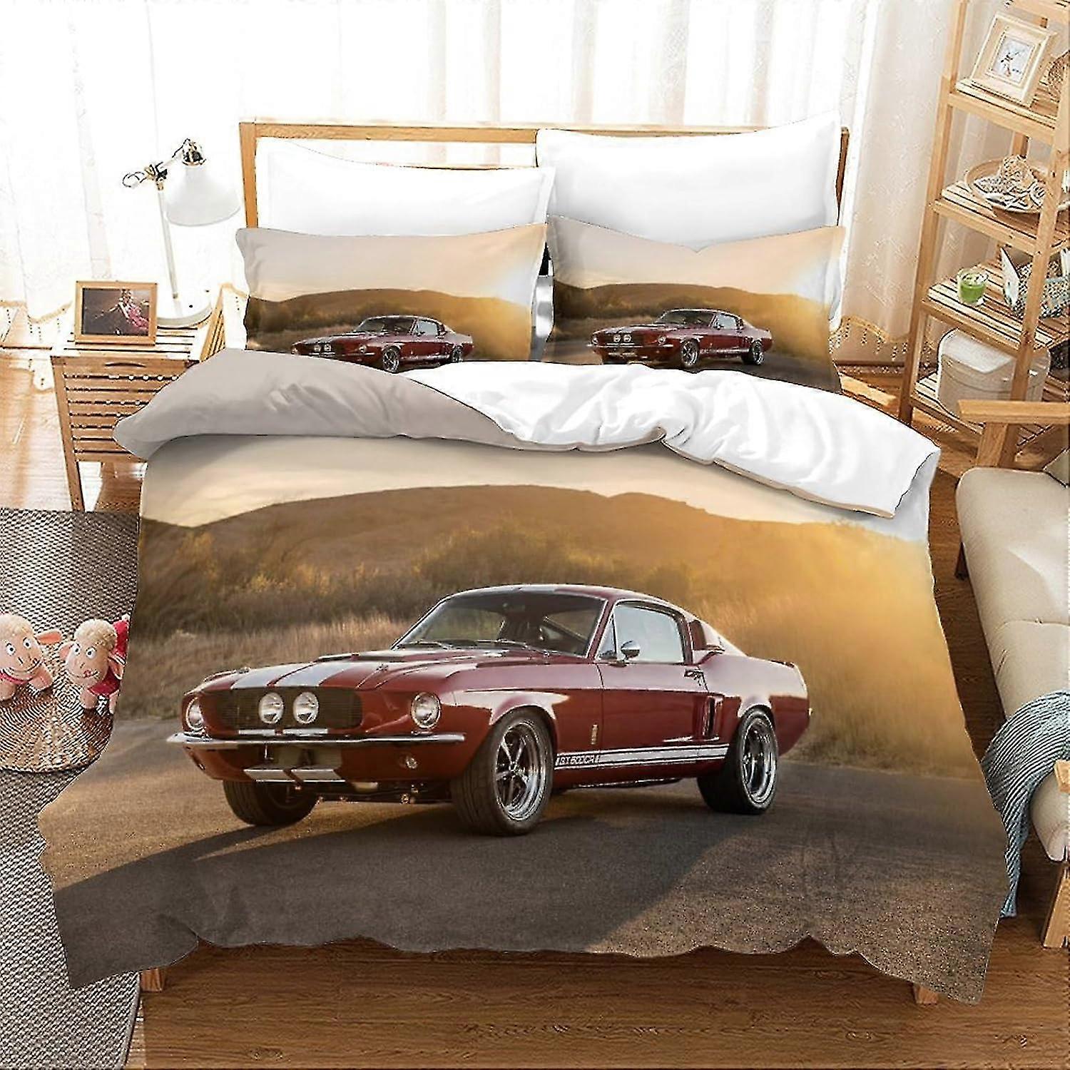 Capa de edredão de carro muscular 3D Stitch Bedding com fronha para presentes de dia dos pais tamanho duplo