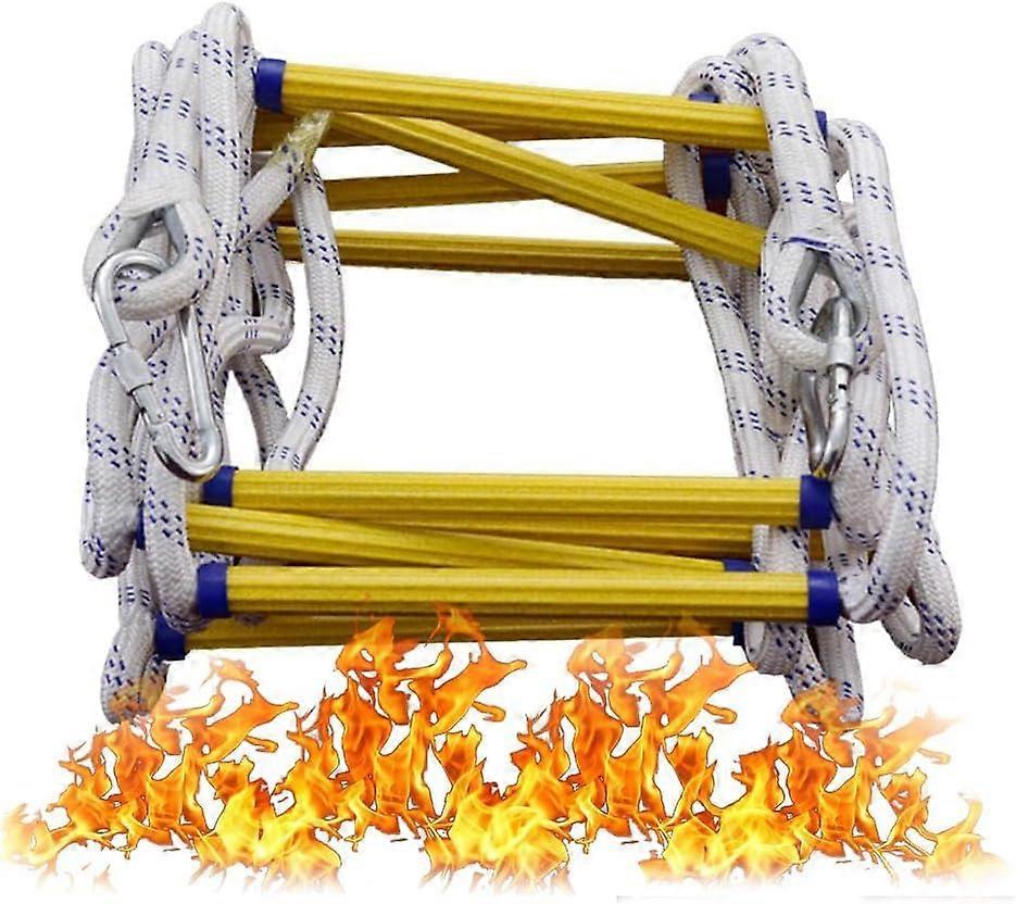 Feuerleitern Strickleiter 9.8ft, Schwer Entflammbare Sicherheitsstrickleiter mit Haken für Notfälle, Einfache Handhabung