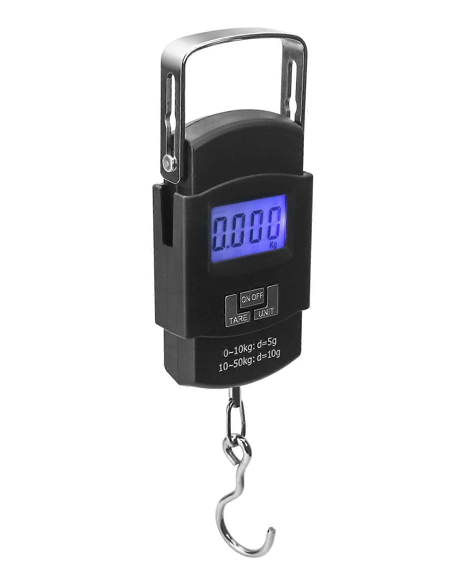 Portable Luggage Scale, 50 Kg Capacity, Digital Suitcase Scale, Black, Batteries Not Included, Great for Measuring Fish