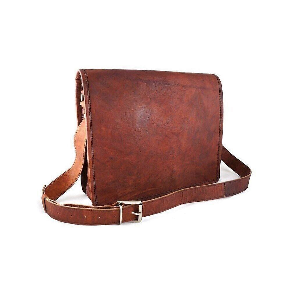Goat Leather Messenger Shoulder Bag All Laptop Case Briefcase
