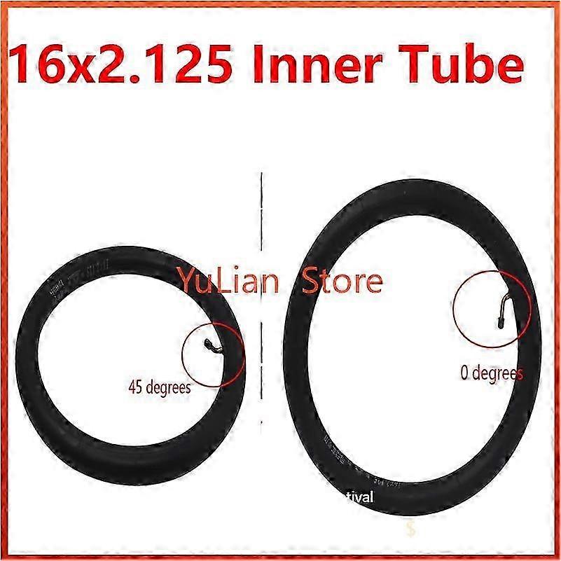 Inner Tube 16x2.125 with Angled or Straight Valve Stem, Compatible with Various Gas Scooters and e-Bikes 16 Inch, Available in Lengths of 1/