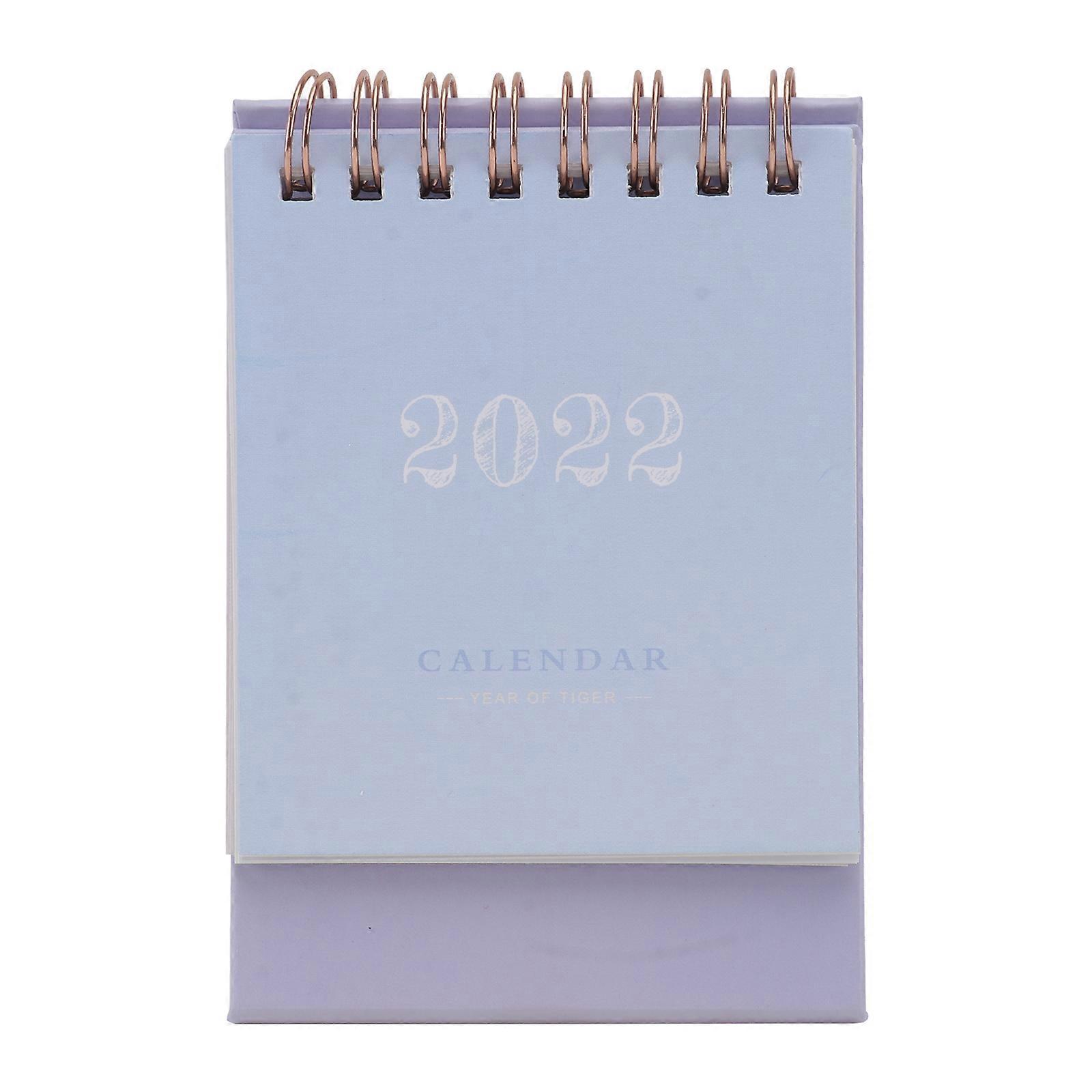 Monthly Calendar Desktop Mini Foldable Coil Purple Mark Important Days Desk Decoration 1Set